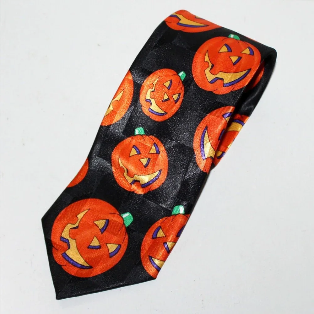 Halloween Pumpkin Necktie Hallmark SpecialTies NEW black orange Jack O'lantern